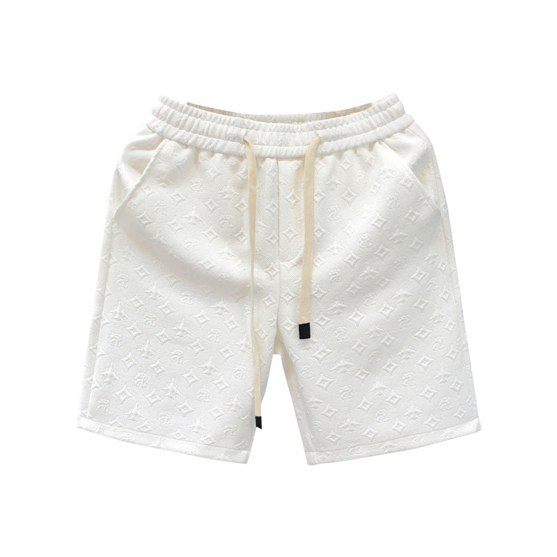 Men’s White Jacquard Casual Shorts