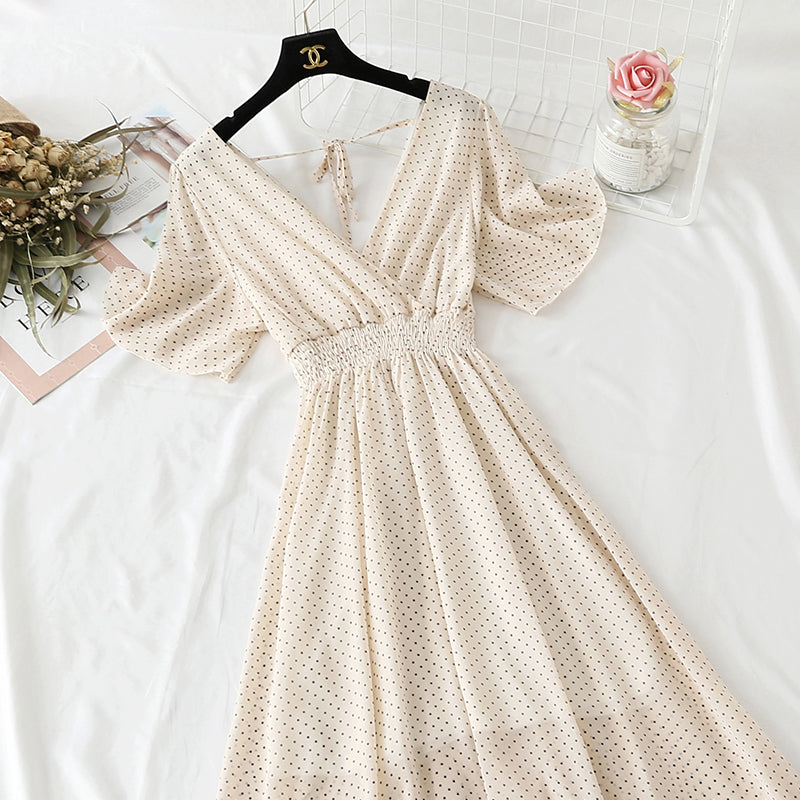 Retro V-Neck Chiffon Long Dress