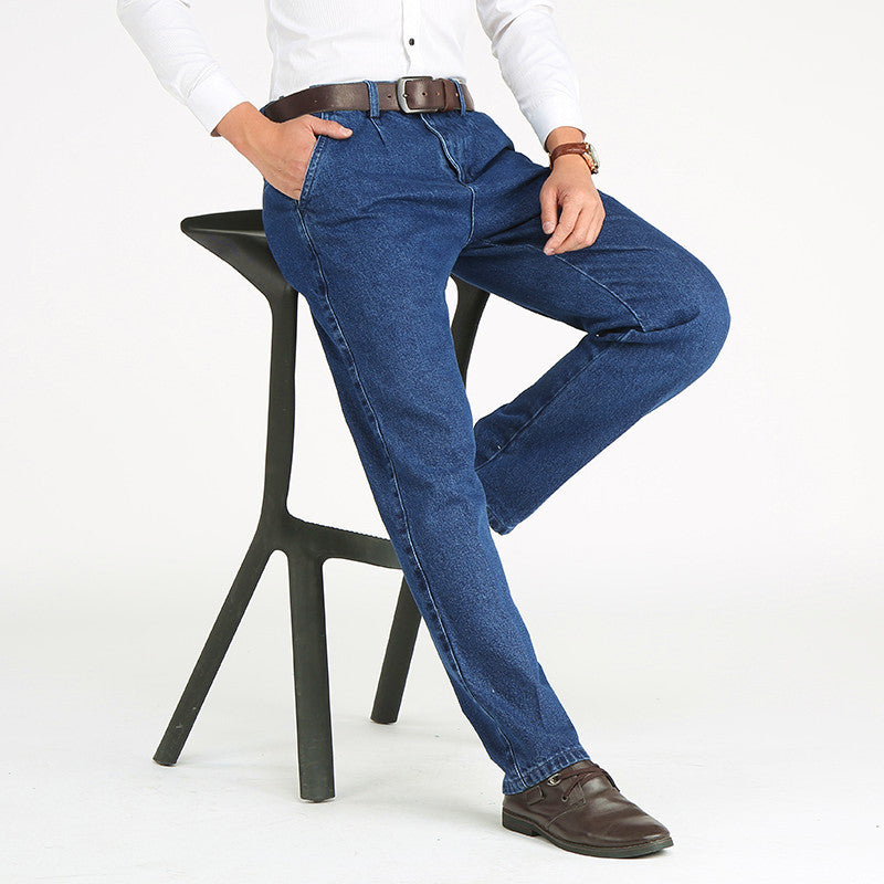 Men’s High Waist Straight Loose Stretch Jeans