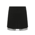 Low Waist Slit Stitching Mesh Gauze Double Elastic Skirt for Women