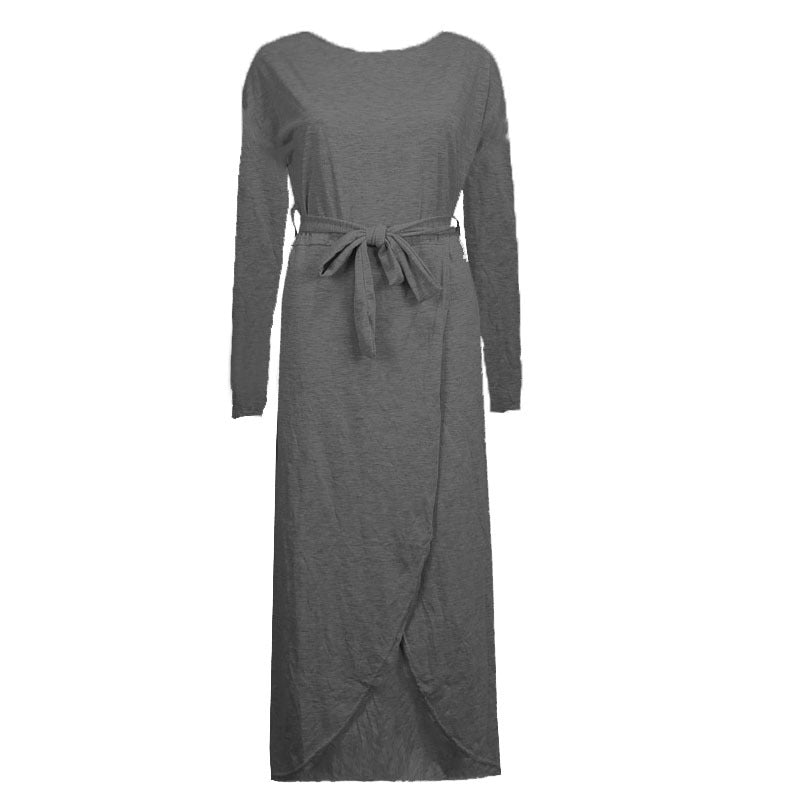 Round Neck Loose Long Sleeve Irregular Dress