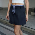 Plaid Patchwork Lace-Up A-Line Mini Skirt for Women