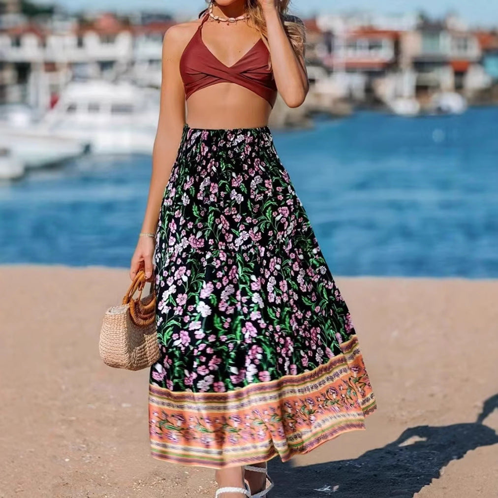 Summer Fashion Suspenders Sexy Backless Tube Top Swing Skirt