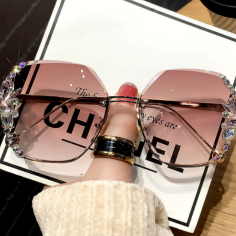 Luxury Sparkle Frameless Sunglasses – UV400 Glam Protection
