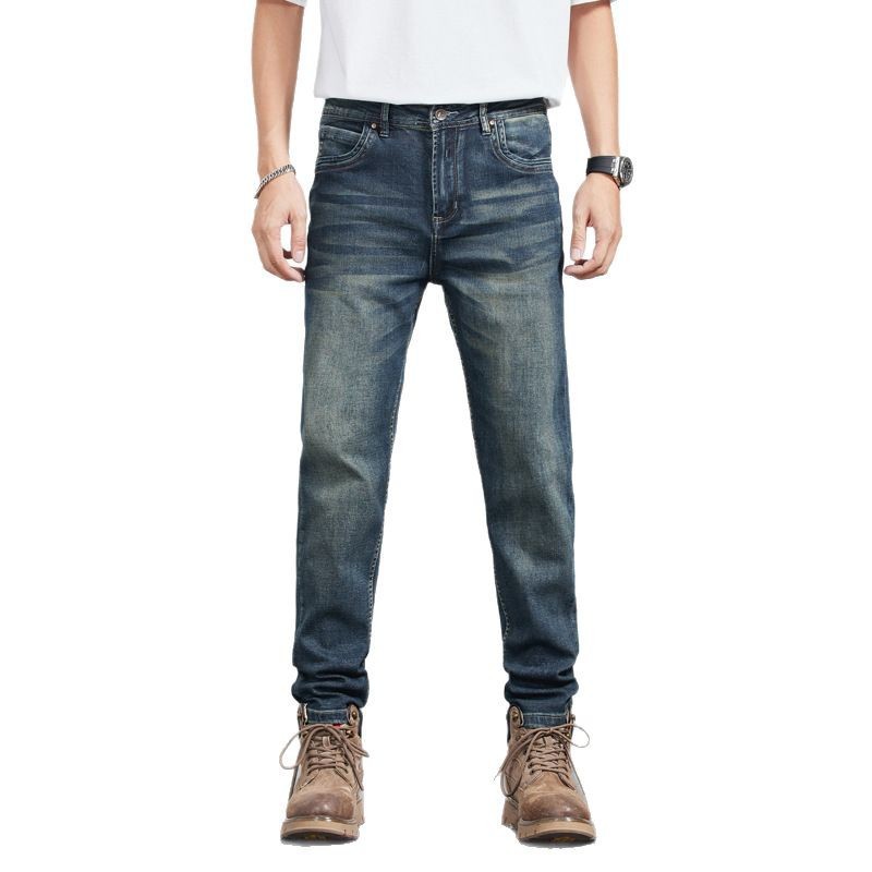 Men’s Retro Vintage Blue Straight Cut Denim Pants