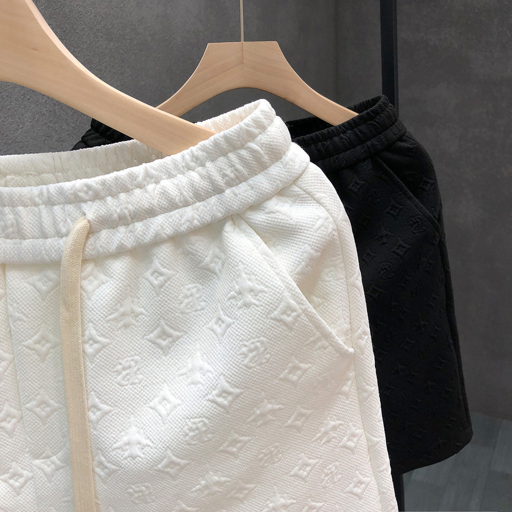 Men’s White Jacquard Casual Shorts