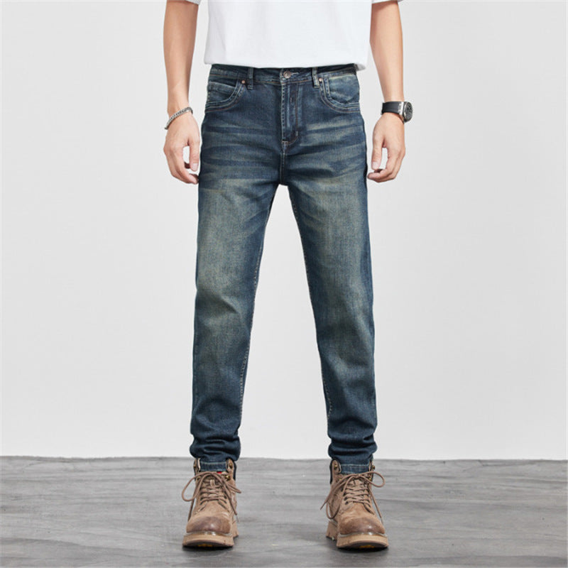 Men’s Retro Vintage Blue Straight Cut Denim Pants