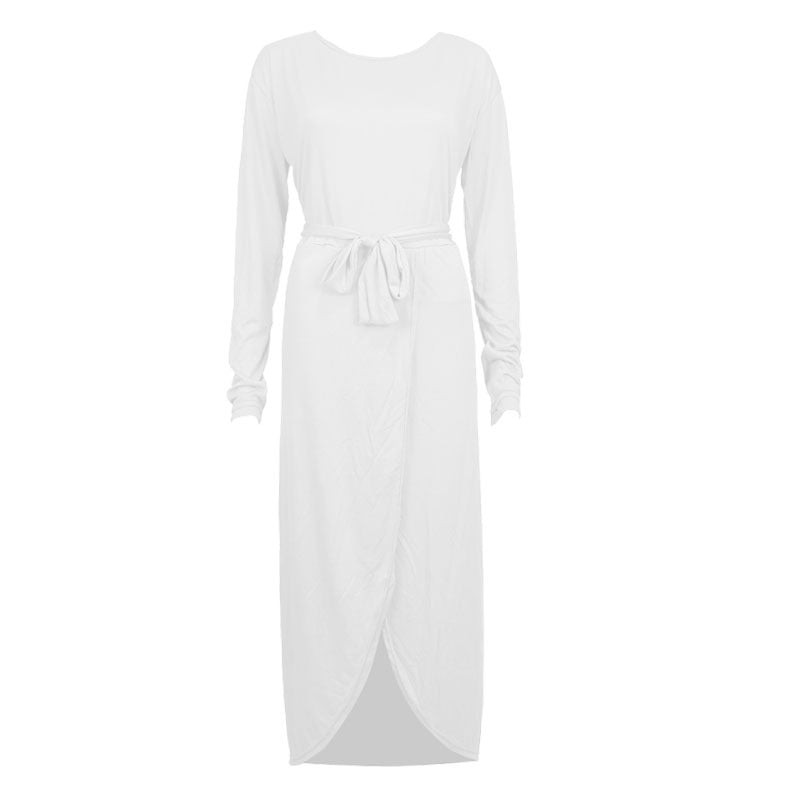 Round Neck Loose Long Sleeve Irregular Dress