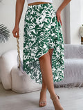 Floral Asymmetric Midi Skirt Women