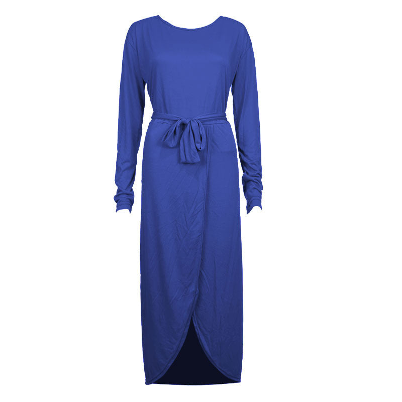 Round Neck Loose Long Sleeve Irregular Dress