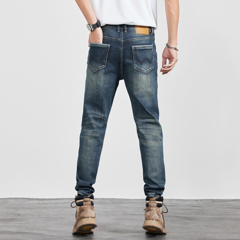 Men’s Retro Vintage Blue Straight Cut Denim Pants