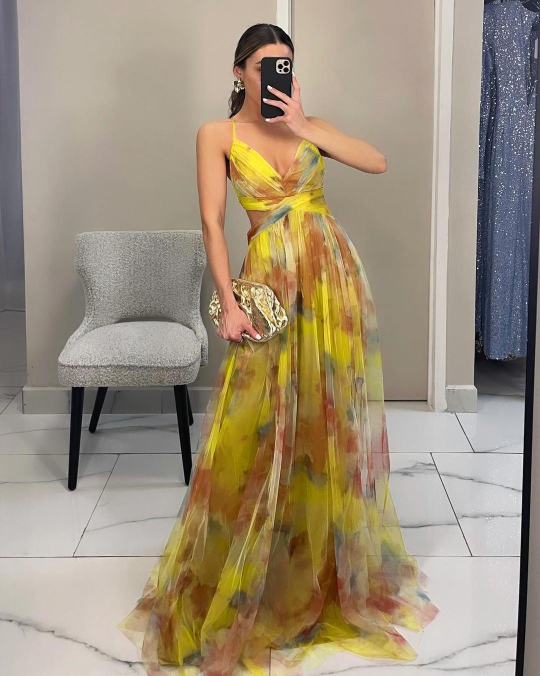 Mesh Print Slip Dress for Women