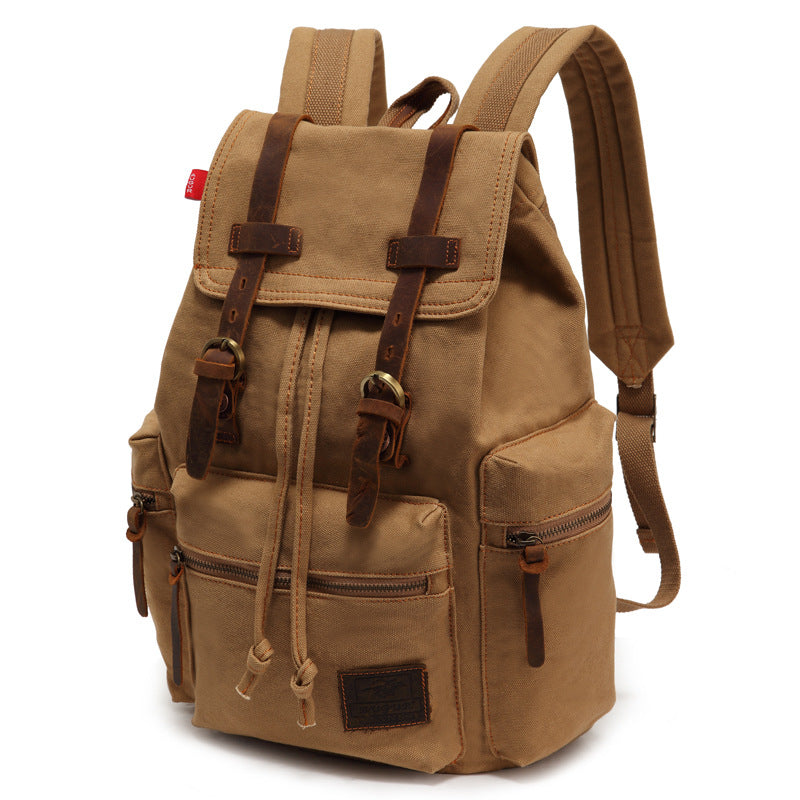 Brown backpack with leather straps