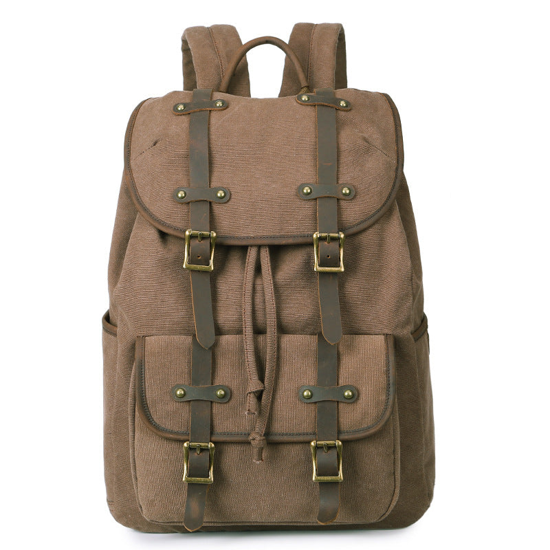 Brown backpack with leather straps