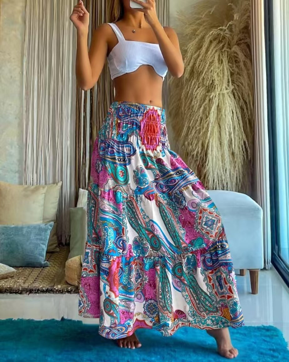 Summer Fashion Suspenders Sexy Backless Tube Top Swing Skirt