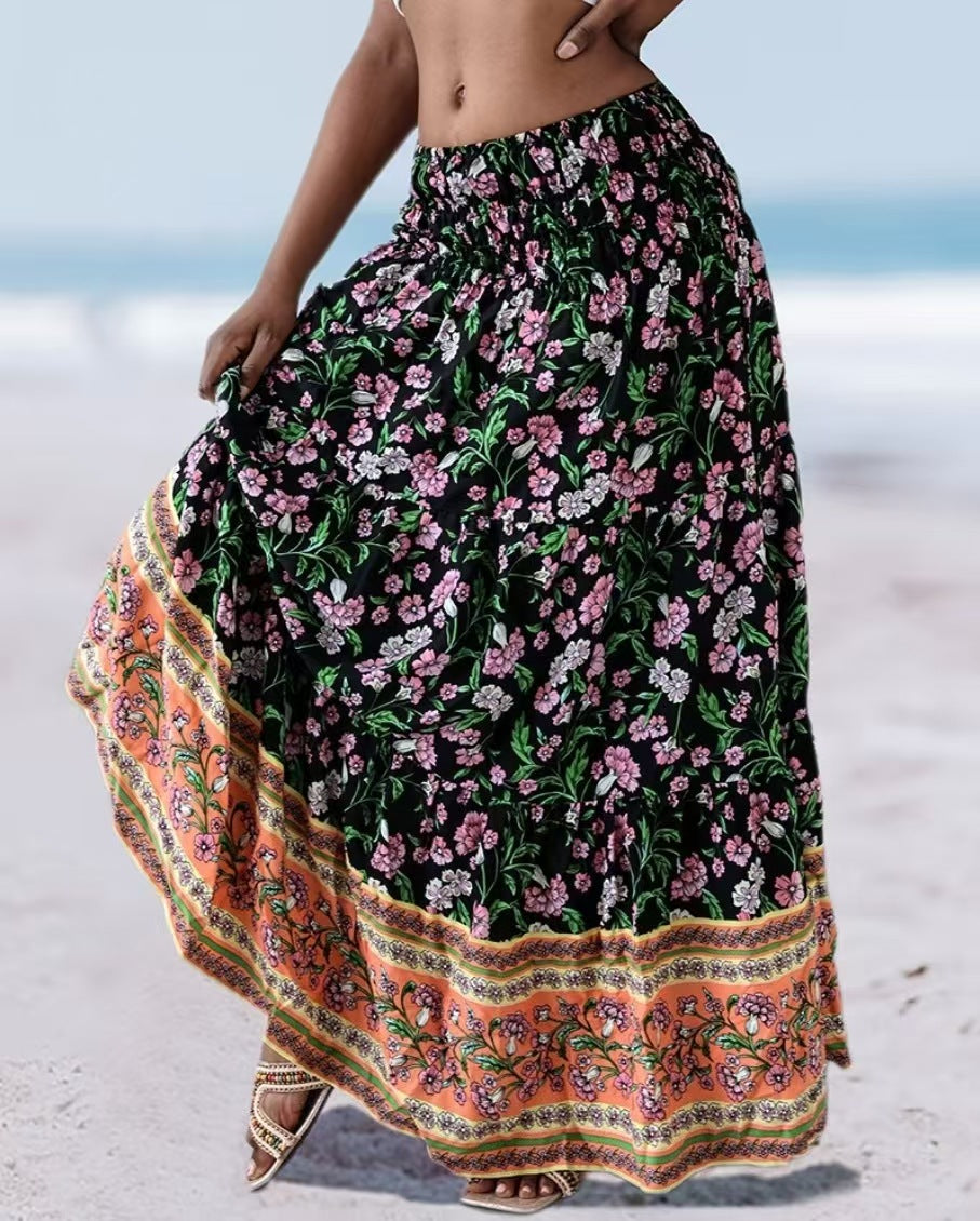 Summer Fashion Suspenders Sexy Backless Tube Top Swing Skirt