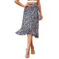 Retro Holiday Irregular Floral Wave Side Lace-Up Long Skirt