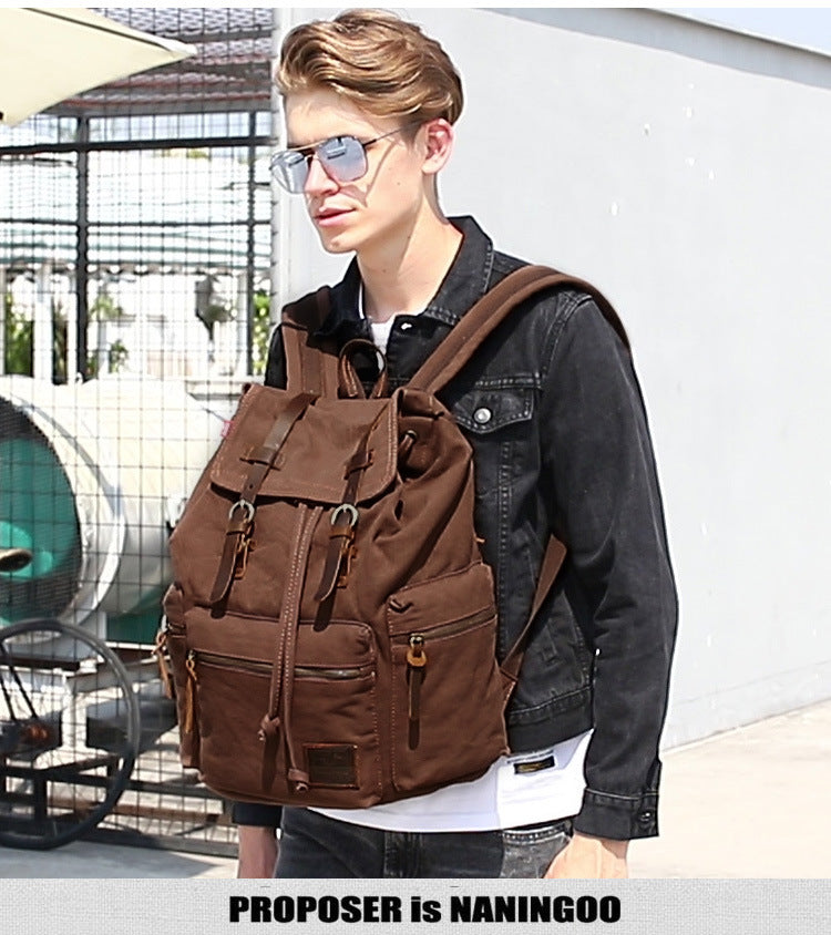 Large Capacity Canvas Backpack for 15.6” Laptop