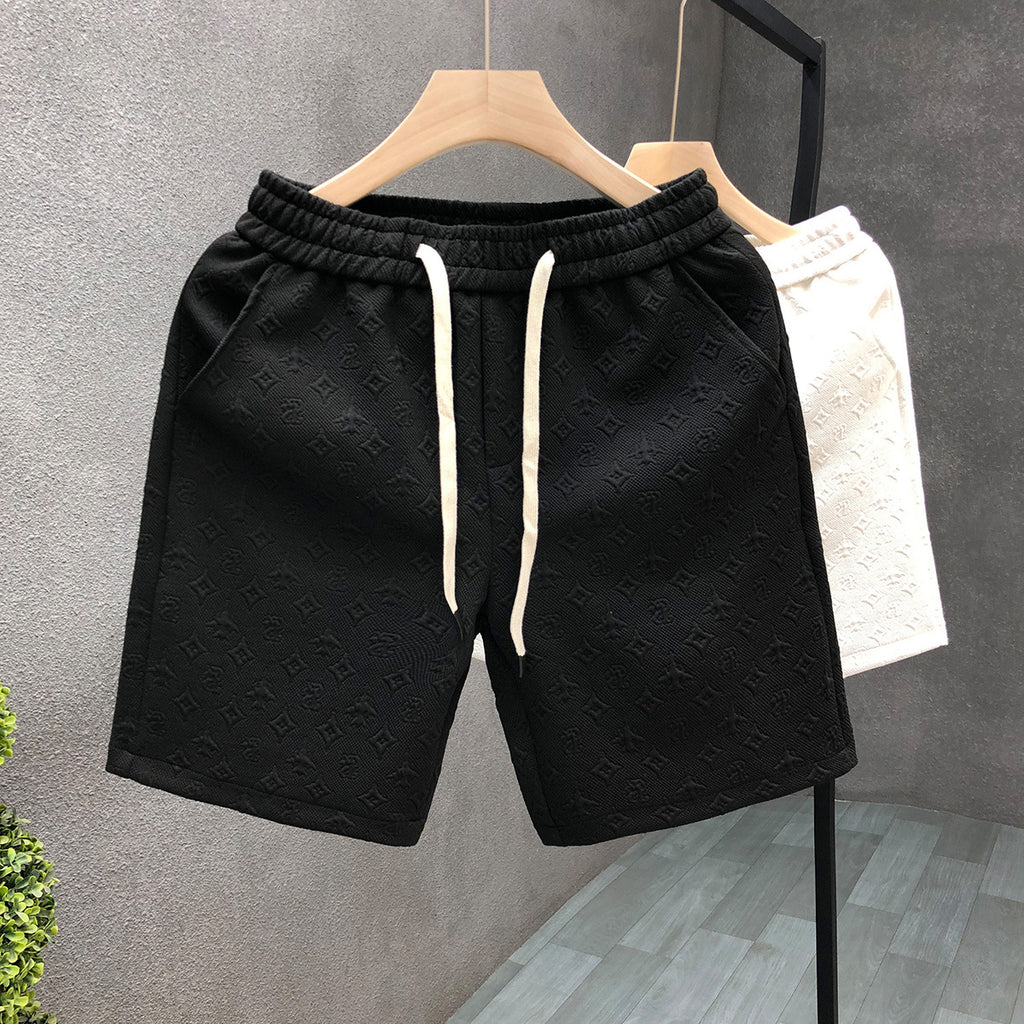 Men’s White Jacquard Casual Shorts