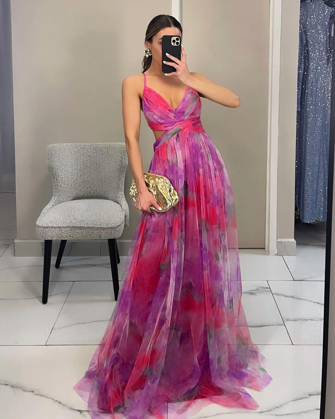 Mesh Print Slip Dress for Women