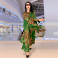 Floral Silk Stand Collar Commuter Suit