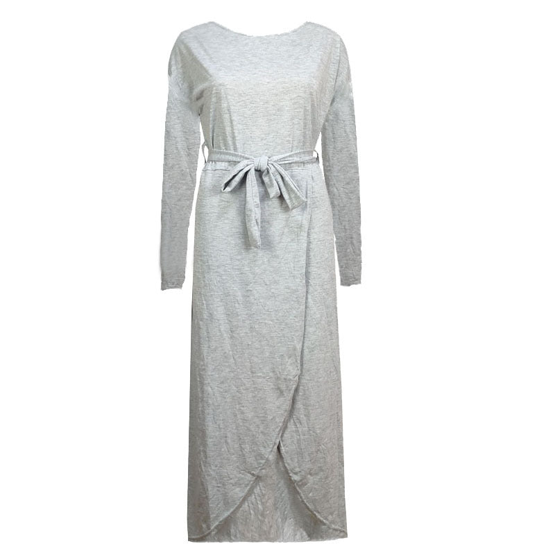 Round Neck Loose Long Sleeve Irregular Dress
