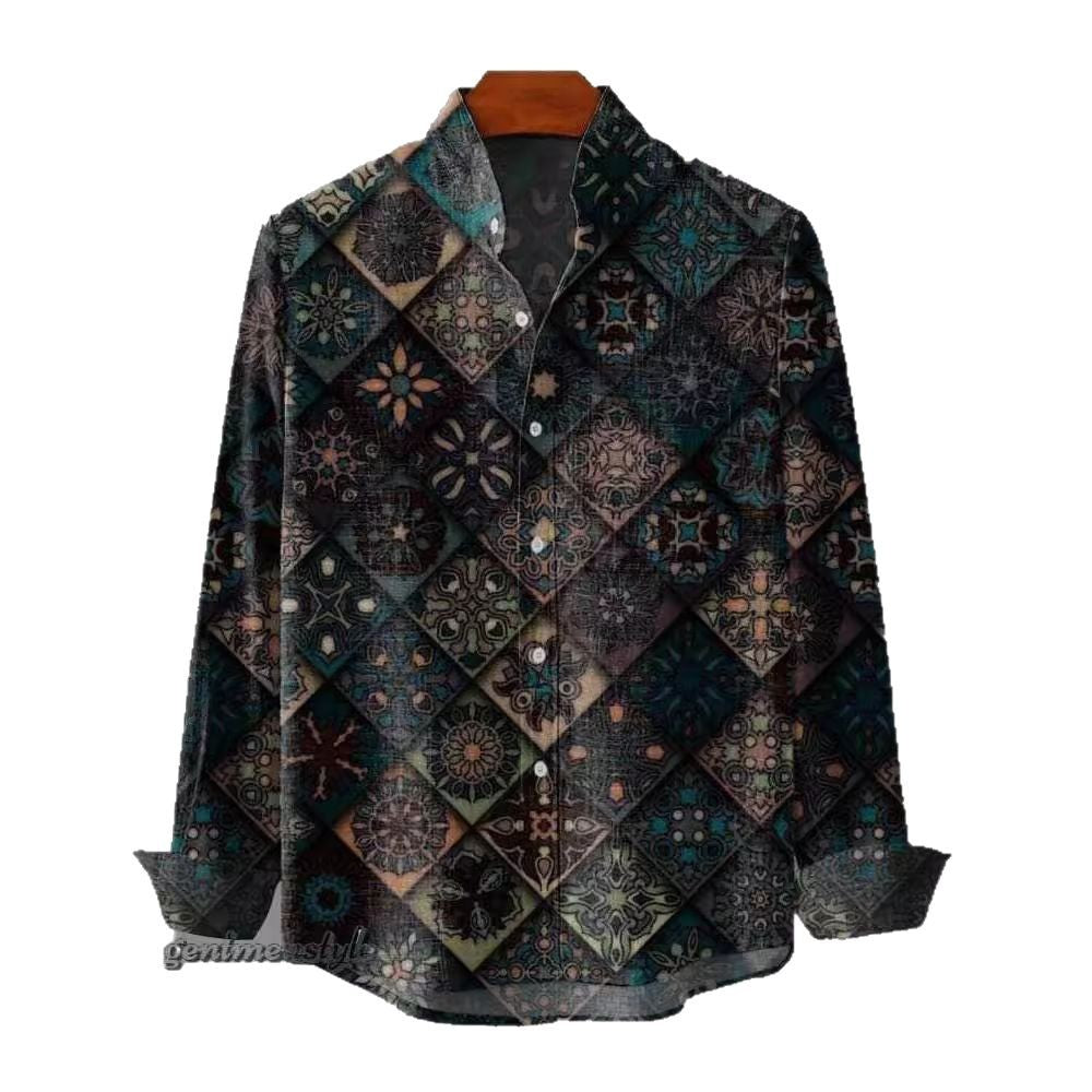 Men’s Stand-Up Collar Long Sleeve Shirt