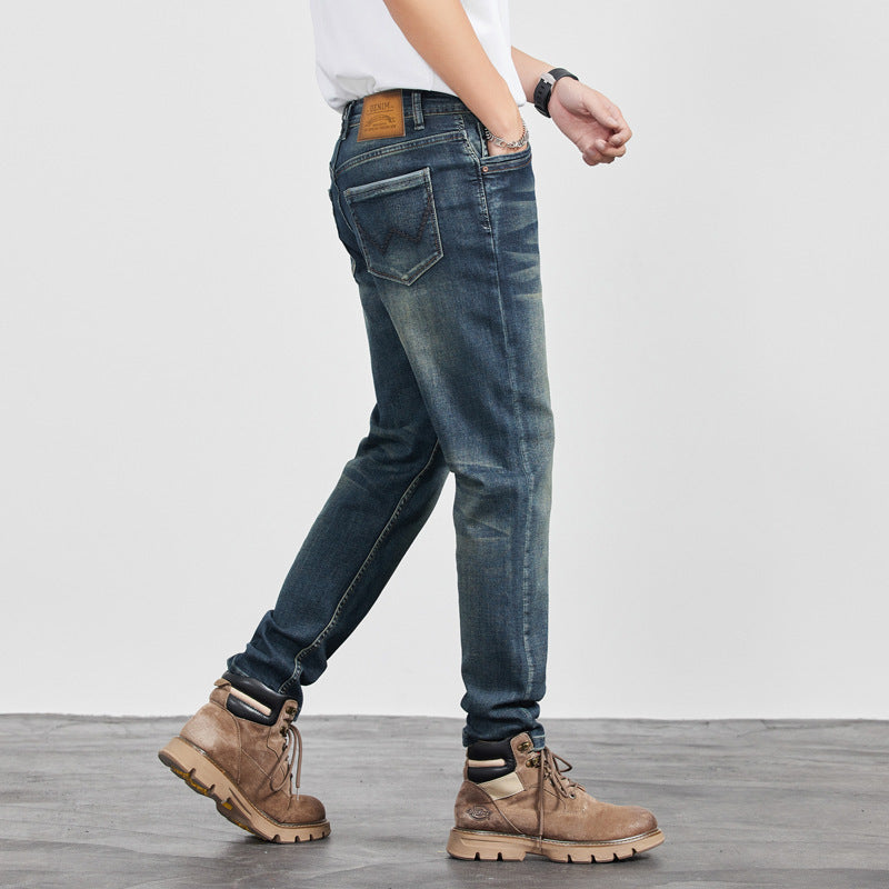 Men’s Retro Vintage Blue Straight Cut Denim Pants