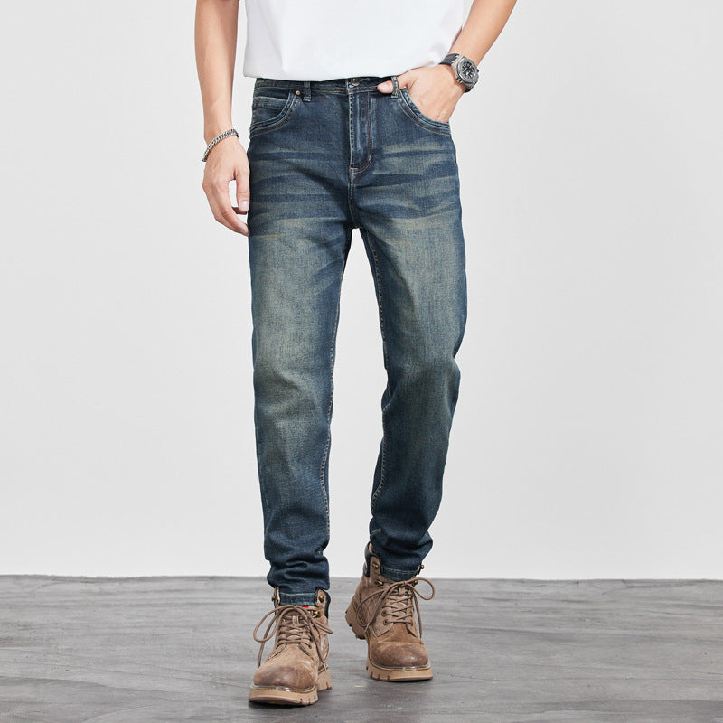 Men’s Retro Vintage Blue Straight Cut Denim Pants