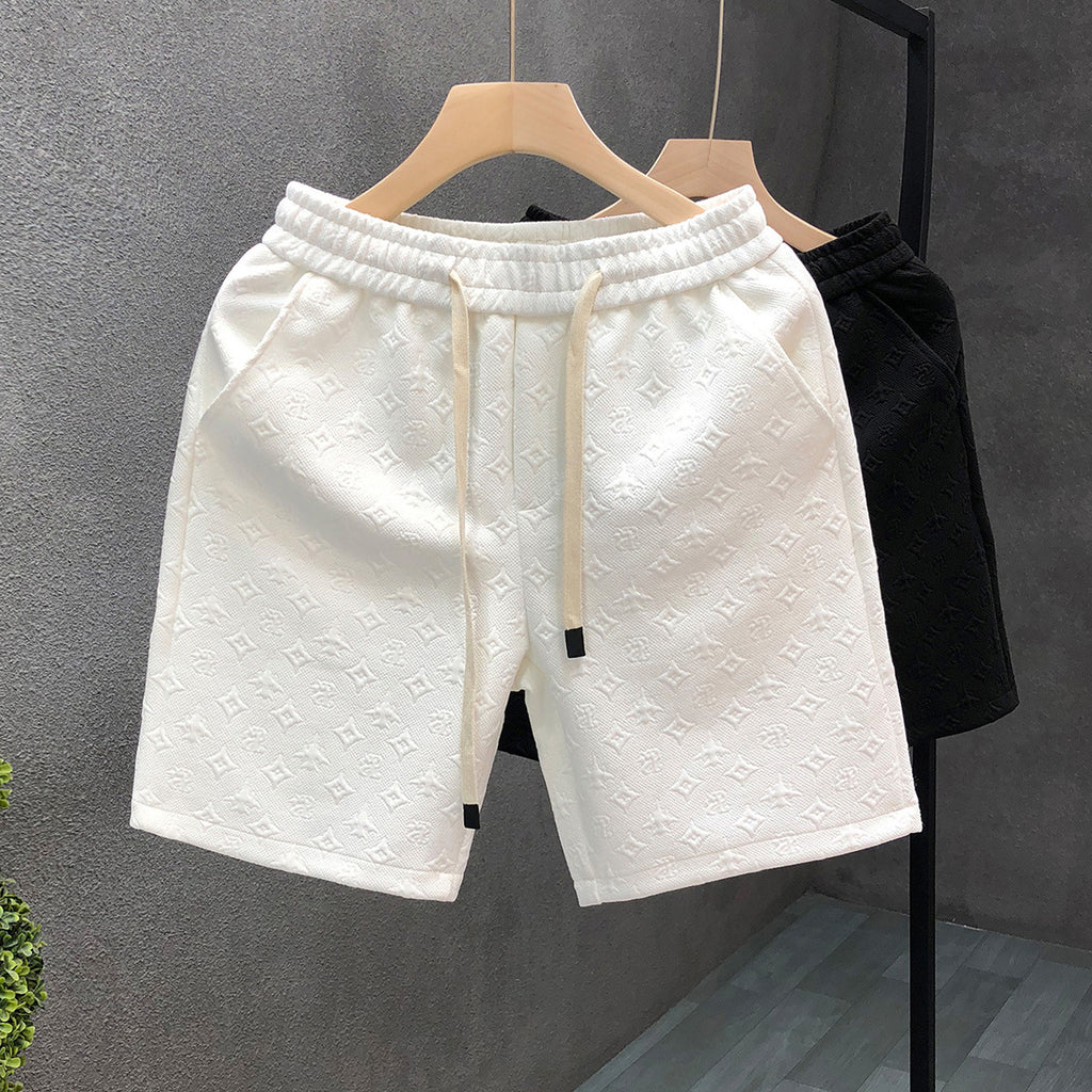 Men’s White Jacquard Casual Shorts
