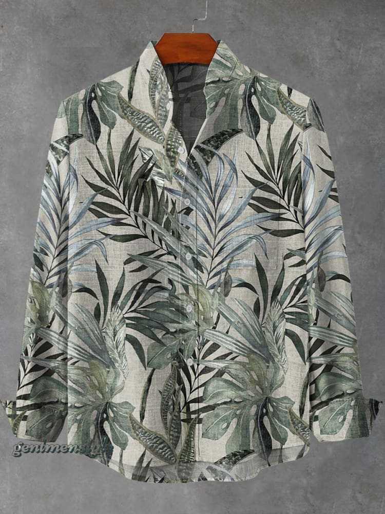Men’s Stand-Up Collar Long Sleeve Shirt