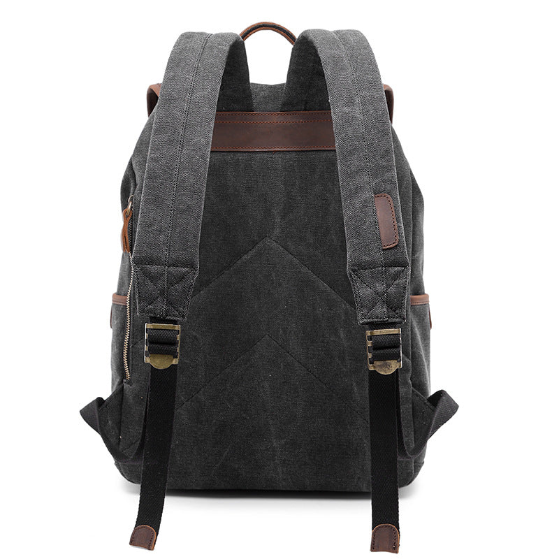 Gray backpack with brown accents