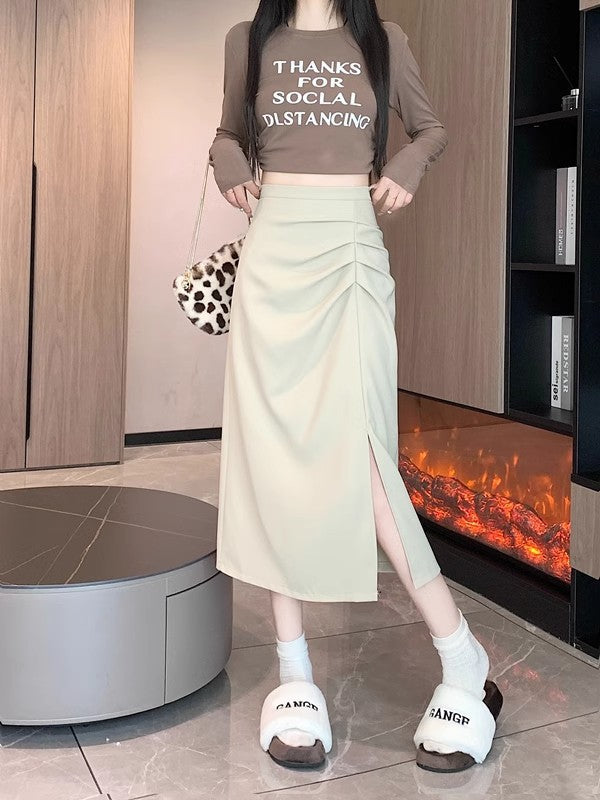 High Waisted Slimming Split Midi Skirt